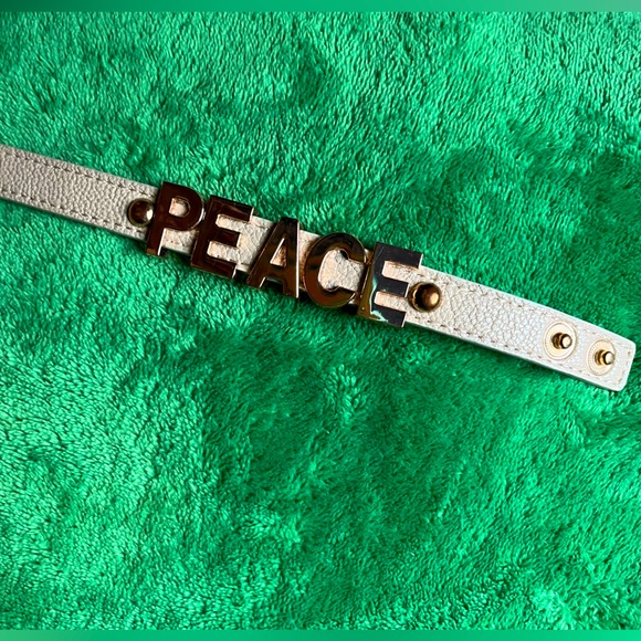 Peace Faux Leather Bracelet Cuff - Picture 1 of 7